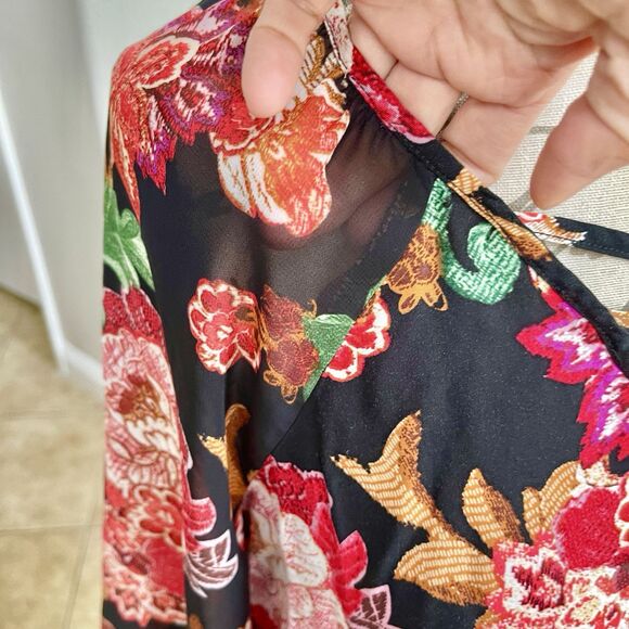 JM Collection Womens Blouse XS Long Sleeve Floral Boho Vacation Travel Resort - Picture 6 of 14